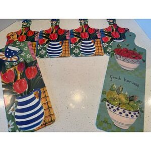 Home Essentials Melamine Floral & Fruit Platter Serving Chopping Tray Set Of 6